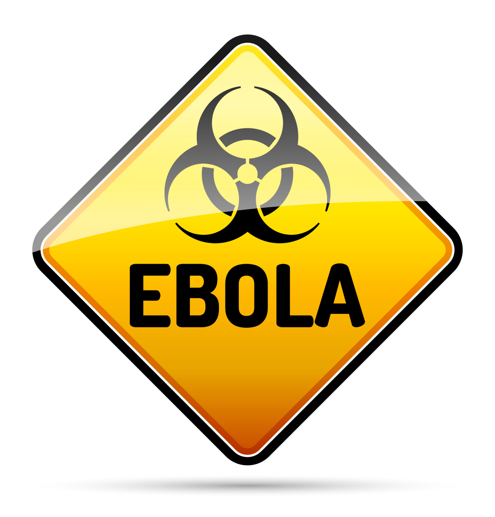 Ebola Biohazard virus danger sign with reflect and shadow on whi
