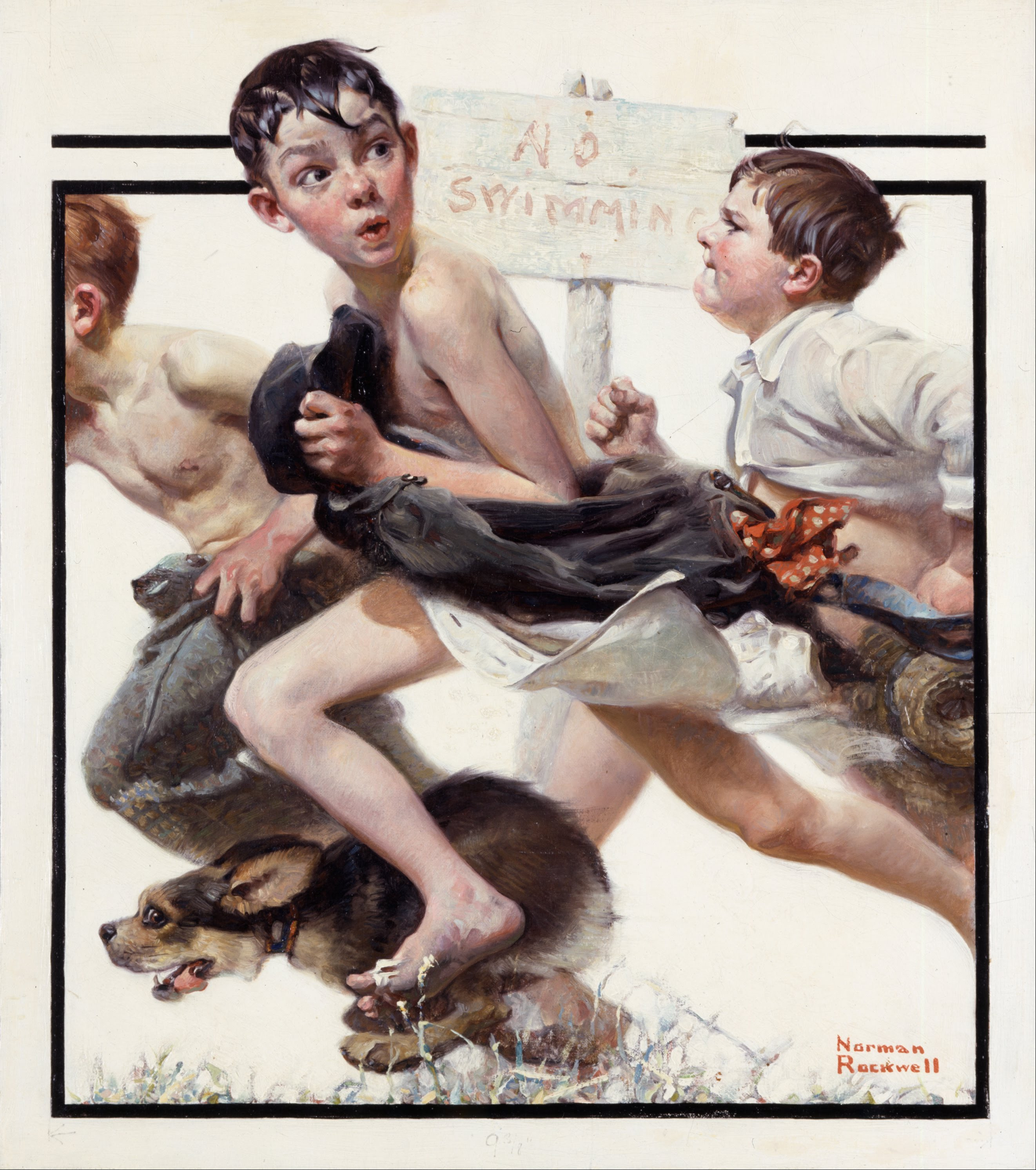 Norman Rockwell No swimming (1921) ©Norman Rockwell Museum, Stockbridge, USA