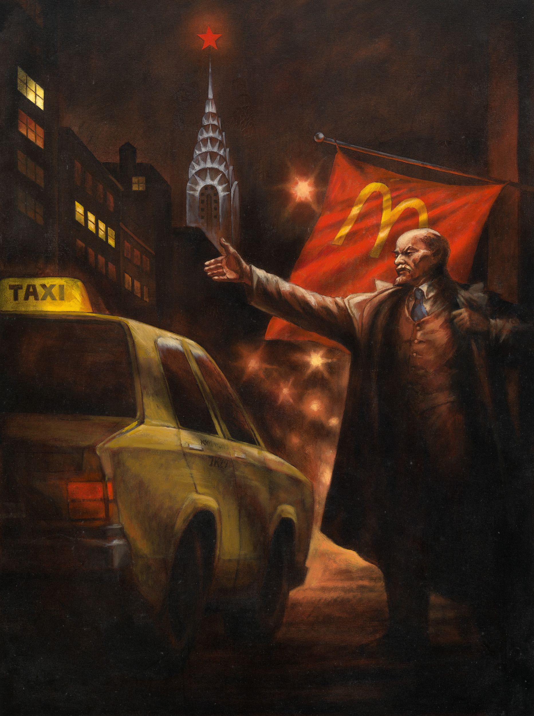 Komar & Melamid Lenin Hails a Cab in New York, from the Series "Monumental Propaganda/Lenin's Tomb" 1993 ©Komar & Melamid, Collezione Privata, USA