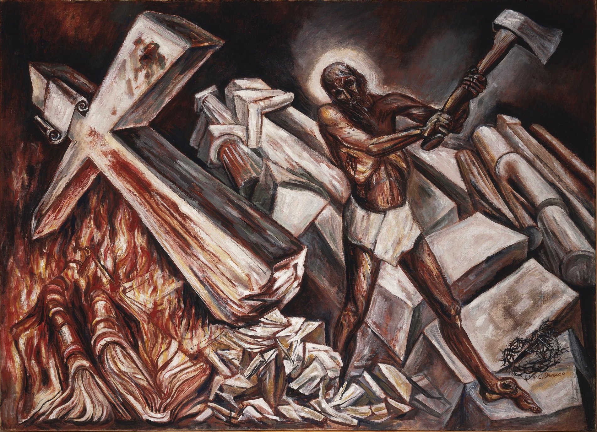 José Clemente Orozco Cristo destruye su cruz (1943). ©Museo de Arte Carrillo Gil, Città del Messico