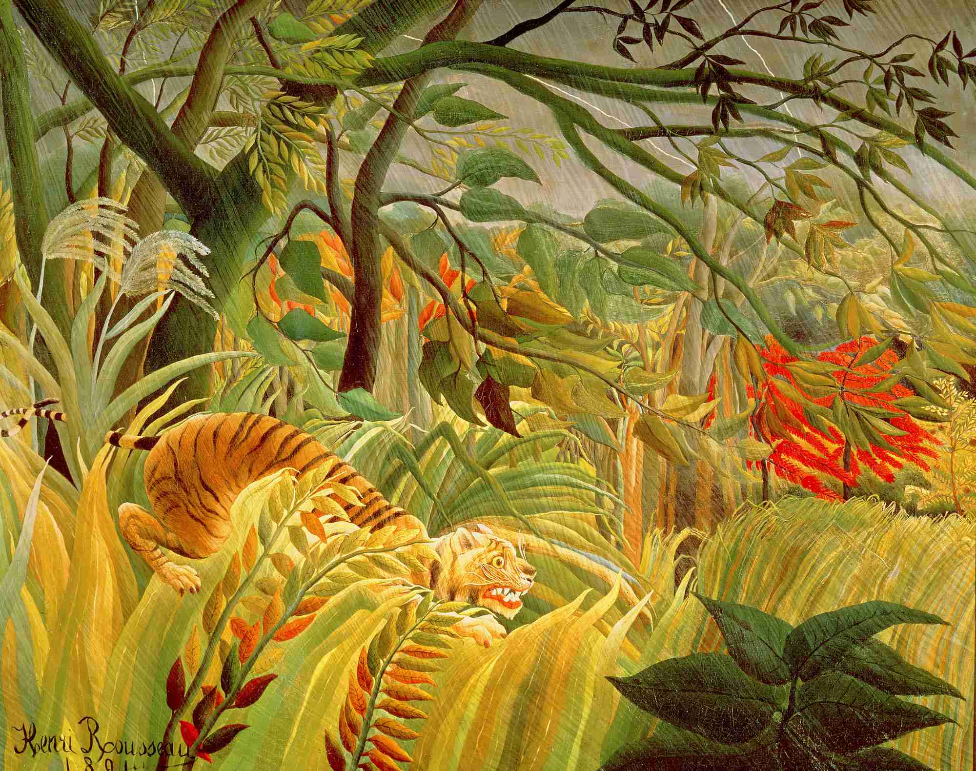 Henri Rousseau Sorpresa! (o Tigre in una tempesta tropicale) (1891). ©National Gallery, Londra